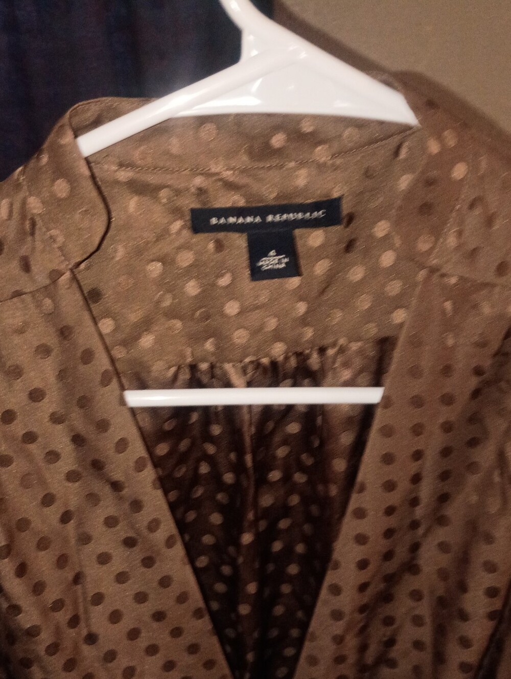Banana Republic Brown Polka Dot Satin-Look Blazer